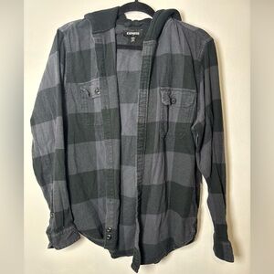 Express Black and Gray Plaid Shirt